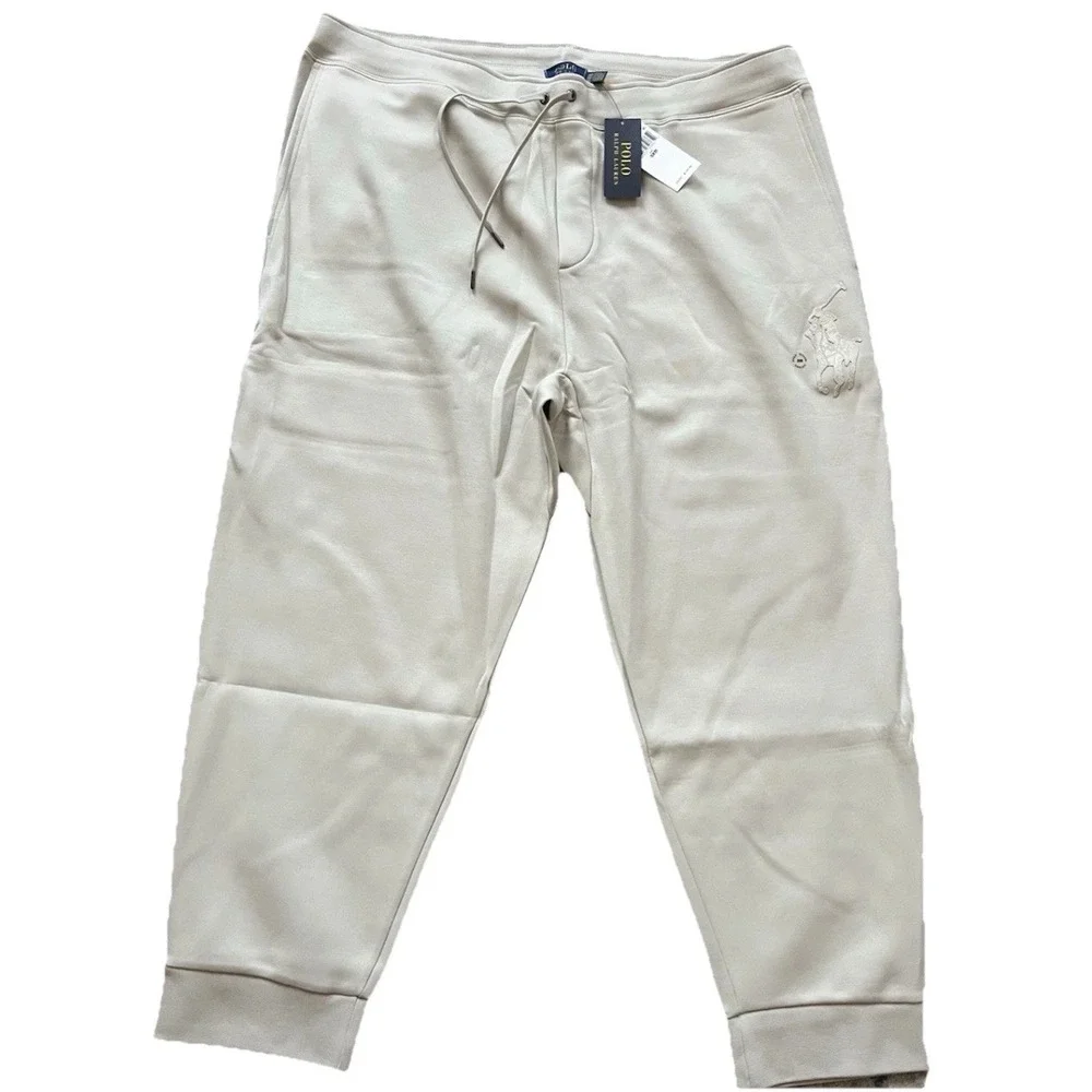 POLO RALPH LAUREN Men's Beige Interlock Cotton Pin-tucked Jogger Pant 3XB NWT